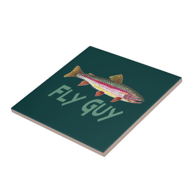 Rainbow Trout Fly Fishing Tile (Side)