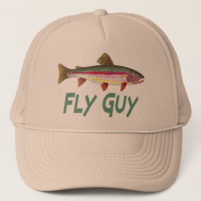 Rainbow Trout Fly FIshing Trucker Hat (Front)