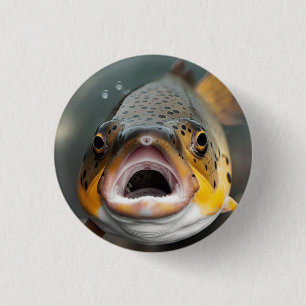 Rainbow Trout Flying Fishing 1 Inch Round Button