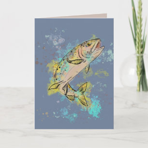 Rainbow Trout Folded Blank Card