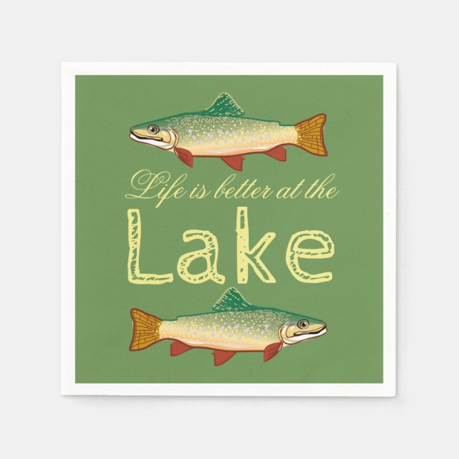 Rainbow Trout | Green Life is better at the Lake Napkin (Front)