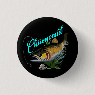 Rainbow Trout In Search For Blood Worm 1 Inch Round Button
