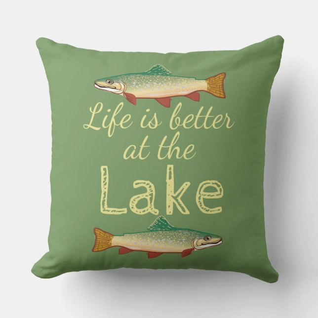 Rainbow Trout | Life is better at the Lake Outdoor Pillow (Front)