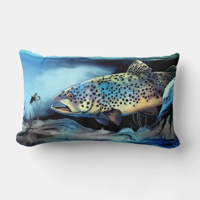 Rainbow Trout Lumbar Pillow (Front)