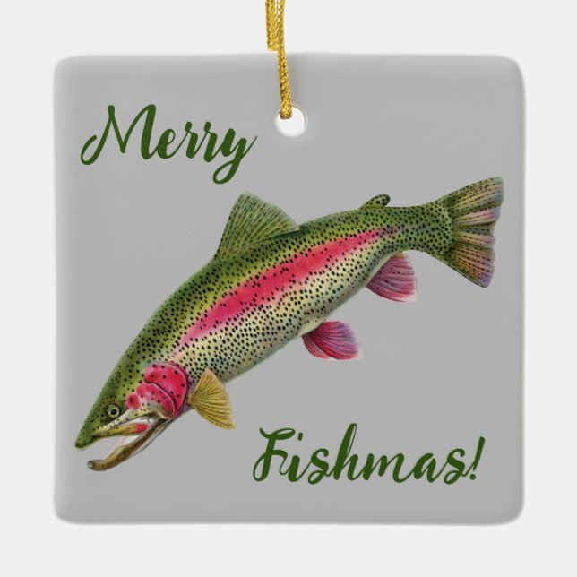 Rainbow Trout Merry Fishmas Ornament (Front)