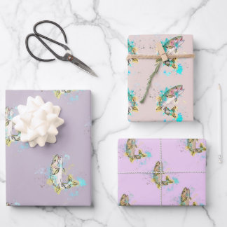 Rainbow Trout Purple Wrapping Paper Sheets