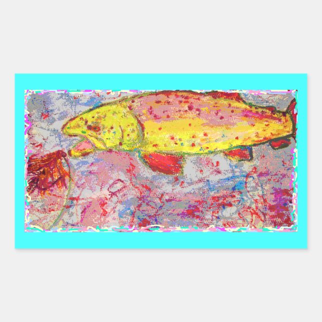 rainbow trout screenprint look sticker (Front)