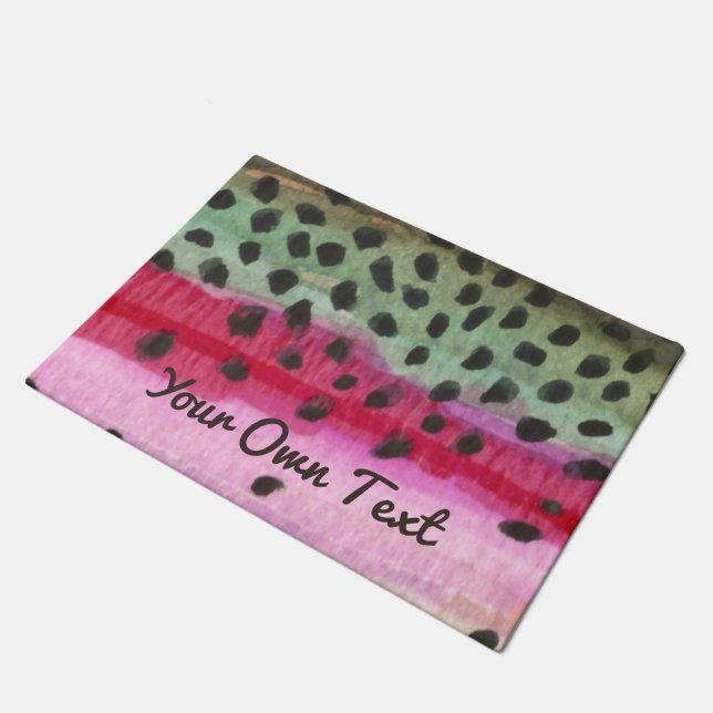 Rainbow Trout Skin Fly Fishing Doormat (Angled)