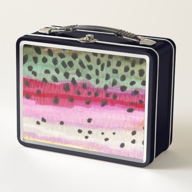 Rainbow Trout Skin Fly Fishing Metal Lunch Box (Front)