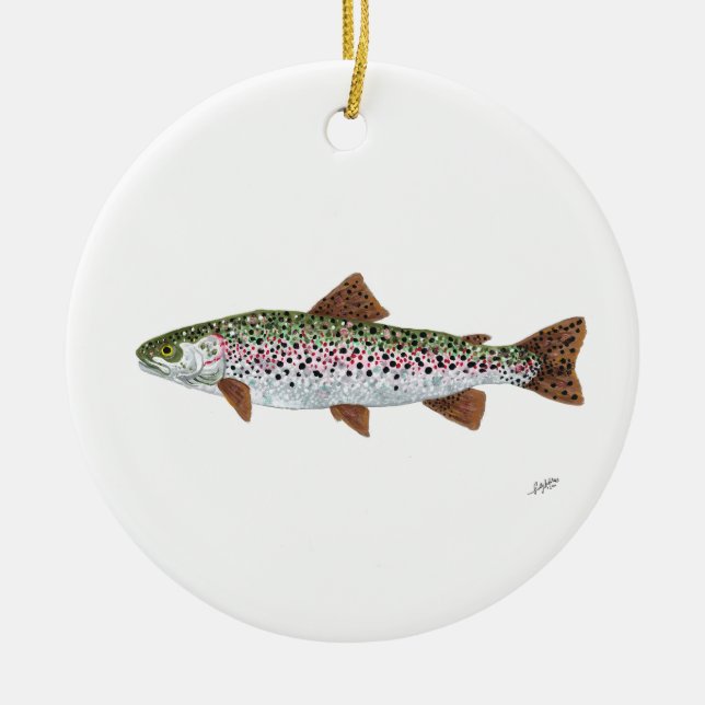 Rainbow Trout swim Ceramic Ornament (Front)