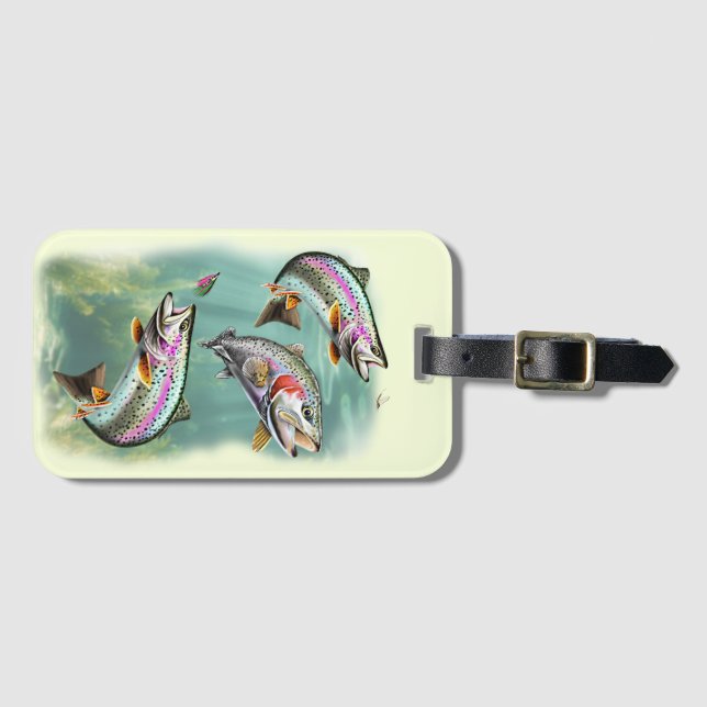 Rainbow Trout Swimming Luggage Tag (Front Horizontal)