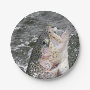 Rainbow Trout Takes The Bait Paper Plate