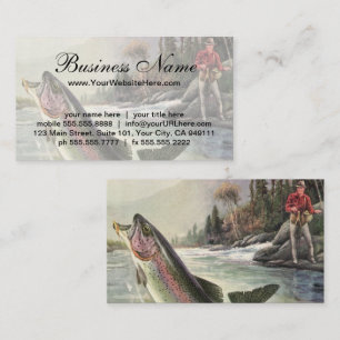 Rainbow Trout, Vintage Fisherman Fishing for Fish Business Card
