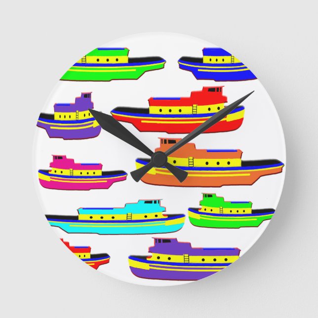 rainbow tugs round clock (Front)