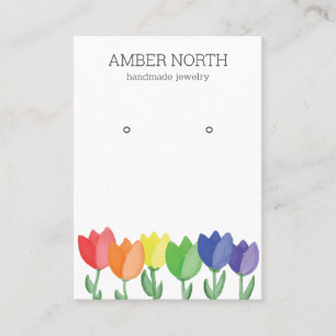Rainbow Tulip  Flower Jewellery  Earring Display Business Card