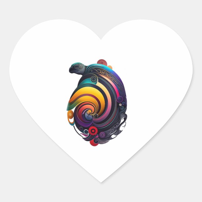 Rainbow Turtle Heart Sticker (Front)