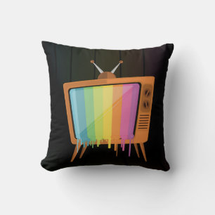 Rainbow TV Throw Pillow