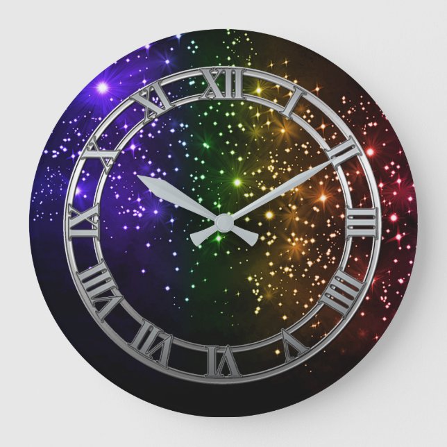 Rainbow Twilight Round Wall Clock (Front)