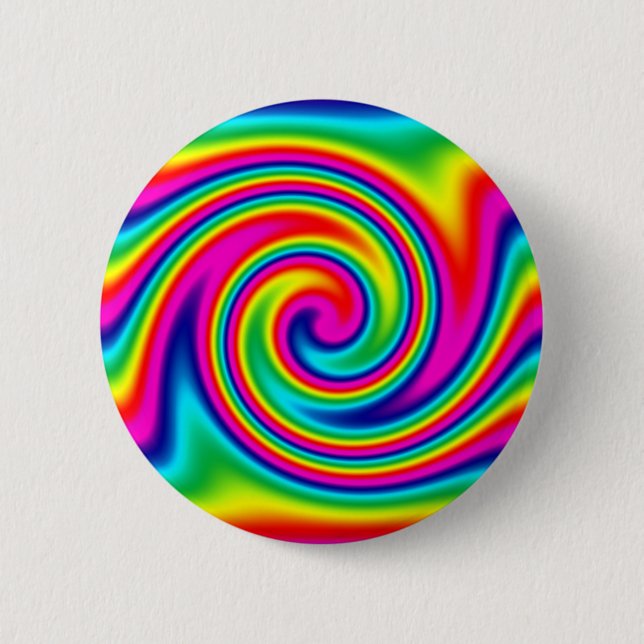 Rainbow Twirl 2 Inch Round Button (Front)