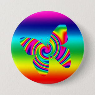 Rainbow Twirl Butterfly 3 Inch Round Button