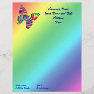Rainbow Twirl Butterfly Letterhead
