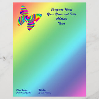 Rainbow Twirl Butterfly Letterhead