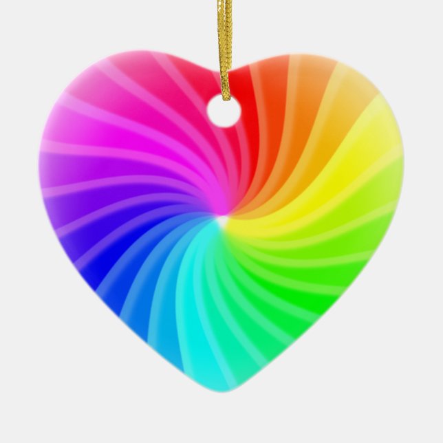 Rainbow Twirl Ceramic Ornament (Front)