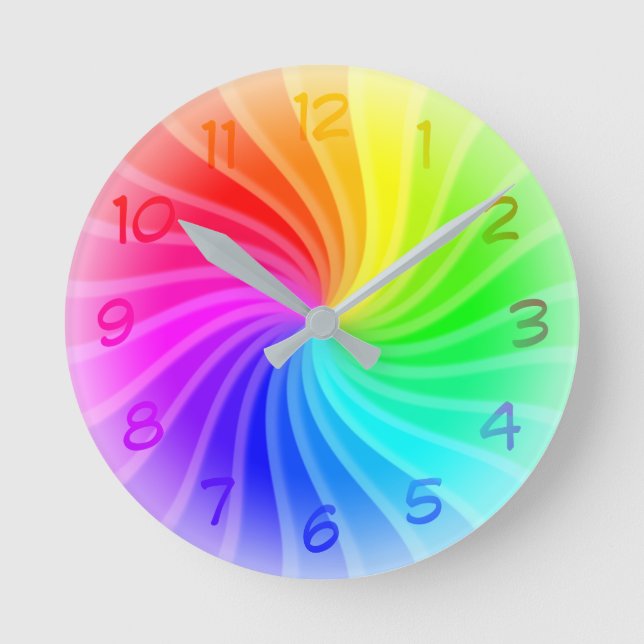 Rainbow Twirl Round Clock (Front)