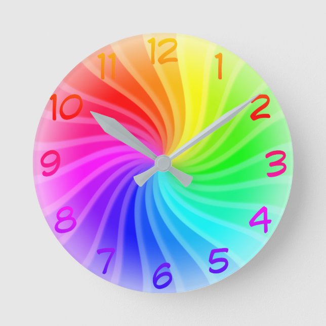 Rainbow Twirl Round Clock (Front)