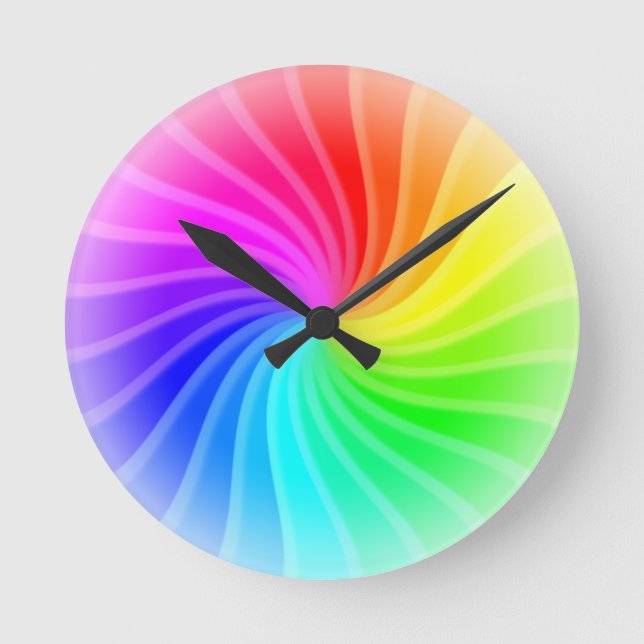 Rainbow Twirl Round Clock (Front)