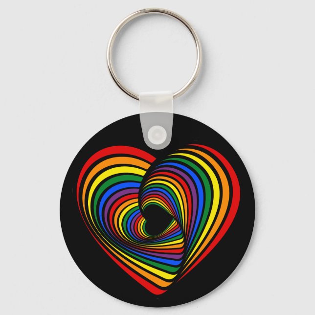 Rainbow Twist Heart Keychain (Front)