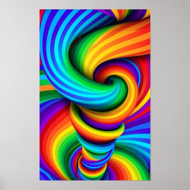 Rainbow Twisted Tornado Vortex - Optical Illusion Poster (Front)