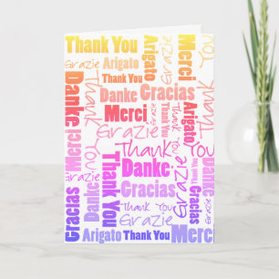 Rainbow Typography Multilingual Thank You Custom Card