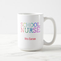 Rainbow Typography School Nurse Personalized