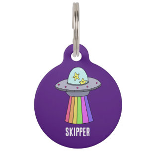 Rainbow UFO Personalized Pet Tag