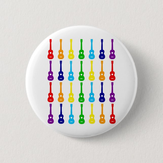 Rainbow Ukes 2 Inch Round Button (Front)
