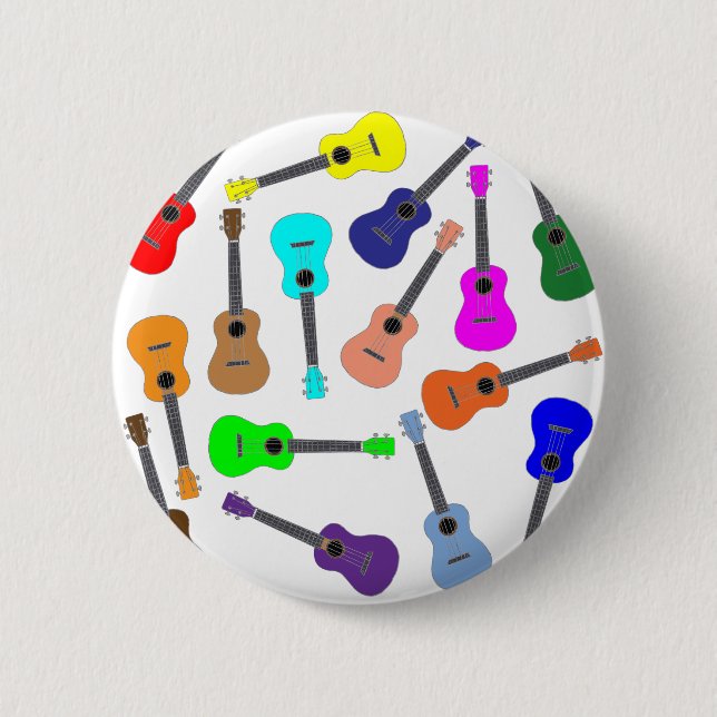 Rainbow Ukulele 2 Inch Round Button (Front)