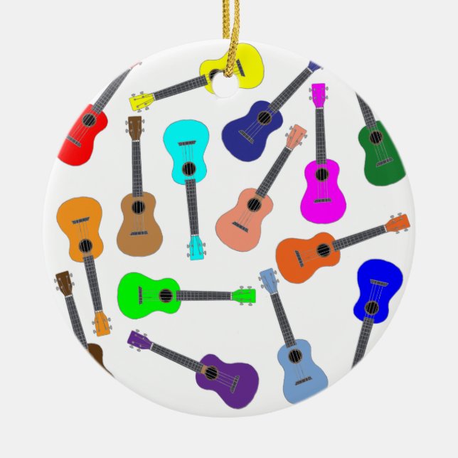 Rainbow Ukulele Ceramic Ornament (Front)