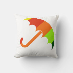 Rainbow Umbrella on White Background Throw Pillow