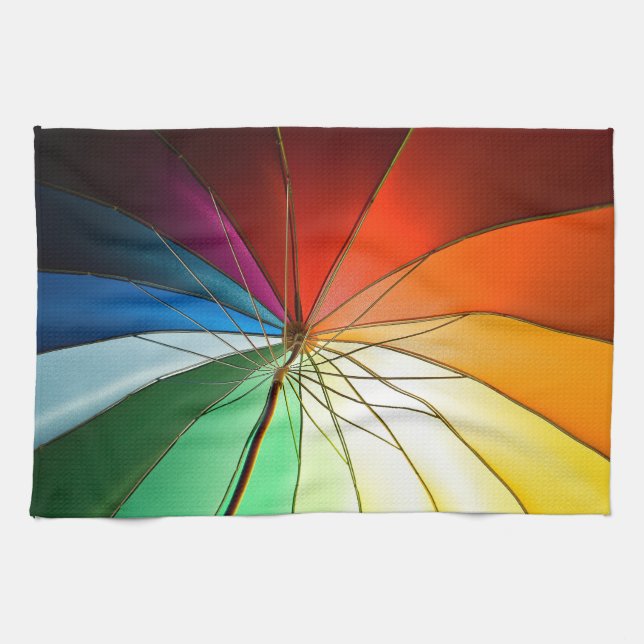 Rainbow umbrella, pride, kitchen towel (Horizontal)