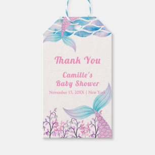 Rainbow Under Sea Mermaid Tail Baby Shower Gift Tags
