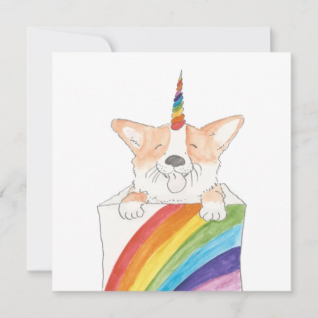 Rainbow Unicorgi flat card (Front)