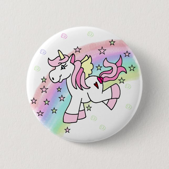 Rainbow Unicorn 2 Inch Round Button (Front)