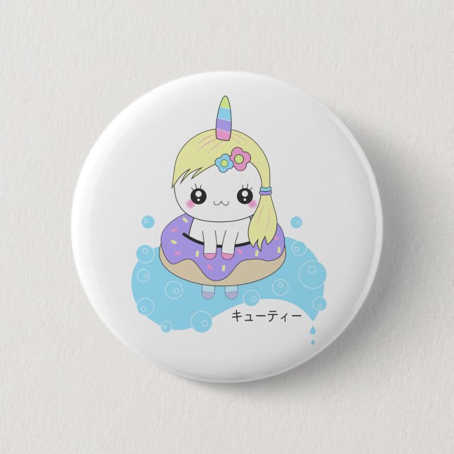 Rainbow Unicorn 2 Inch Round Button (Front)