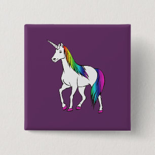 RAINBOW UNICORN 2 INCH SQUARE BUTTON