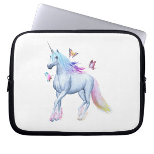 Rainbow unicorn and butterflies laptop sleeve