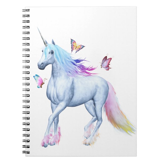 Rainbow unicorn and butterflies notebook (Front)