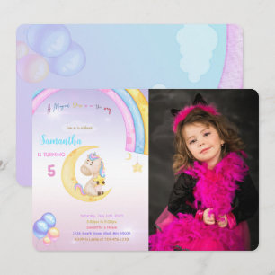 Rainbow Unicorn Anniversaire Photo Invitation