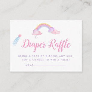 Rainbow Unicorn Baby Girl Shower Diaper Raffle Enclosure Card