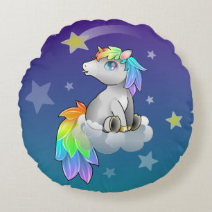 Rainbow Unicorn Baby Kid's Cute Room Decor Round Pillow